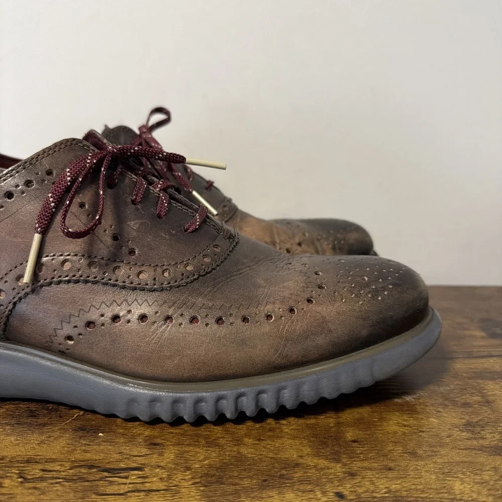 Cole Haan 2.Zerogrand Men's Sz 9.5, Brown Leather Wingtip Oxford Shoes C33974